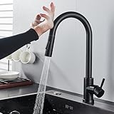 Küchenarmatur mit Touch-Sensor, mattschwarz, intelligenter ausziehbarer Mischbatterie mit doppeltem Wassermodus, drehbarer Heiß- und Kaltkran, modernes Küchen-Upgrade