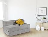 Traumnacht Schlafsofa mit Bezug aus grauem Cord-Gewebe, Bezug abnehmbar, waschbar, Liegefläche 140x200, produziert nach deutschem Qualitätsstandard