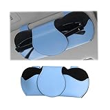 JNNJ Brillenhalter für Auto Leder, Auto Sun Visor Aufbewahrungstasche PU Leder, Aonnenblenden Auto Organizer, Multifonction Brillenetui, Für alle Fahrzeuge(Blau)