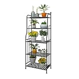 DAWNYIELD 5 Tier Metall Pflanzenständer Blumentopfhalter Rack Lagerregal Indoor Outdoor Home Organizer Regal-Schwarz