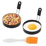 2 Stück Spiegeleiform Eierringe Spiegeleierformen für Die Pfanne Maker Eierformer für Gekochte Eierpfanne Spiegeleipfanne Pancake Pfanne Silikonform zum Pancake Form Pochierte Eier Form Automatischer
