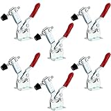 NGOSUET 6 Stück Kniehebelspanner Vertikal 100kg GH-201-B Schnellspanner Waagerecht Spanner Horizontal Toggle Clamp Verstellbar Toggle Lever Clamp für Maschinenbetrieb, Zimmerei, Schweißen, Rot