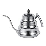 Phefop Schwanenhals-Kaffeekessel aus Edelstahl mit Bambusgelenk-Design und Ergonomischem Griff, 1,2 L, Ideal Zum Übergießen von Tee und Kaffee (SILVER)