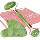 BAIMEI Gua Sha und Gesichtsroller Tool, Jade Roller Gesichts- und Nackenmassagegerät Skincare, Gua Sha Beruhigt und Entspannt Die Haut, Skin care Geschenke zum Valentinstag