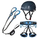 LACD Klettersteigset Ultimate Ferrata S mit mit Swivel (Drehwirbel) + Helm Protector 2.0 Midnight + Klettergurt Start 2.0 (Grösse S Taillenumfang = 68-100cm, Beinumfang = 40-60cm)