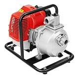 DIFU 1,7PS Wasserpumpe Benzin 1 Zoll Anschluss Selbstansaugend, 43ccm Gartenpumpe Schmutzwasserpumpe mit 2 Takt Benzinmotor, 8100L/H Fördermenge Poolpumpen Teichpumpe, max. Förderhöhe 30 m