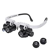 Lupe, am Kopf montierte Brille, LED-Lupe, HD, wartungsarm, Uhr, Gravur, Stickerei, Lesen, 8 x, 15 x, 25 x, tragbares Okular zur Schmuckbewertung