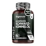 Schwarzkümmelöl Kapseln - 1000mg pro Tag - 6 Monate Vorrat - Black Seed Oil - Natürliche, kaltgepresste Nigella Sativa schwarzkümmelsamen - 180 Vegane Weichkapseln - Hergestellt in EU - WeightWorld