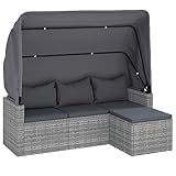 vidaXL Gartensofa 3 Sitzer, Sofa mit faltbaren Dach, Couch...