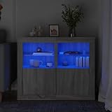 Gecheer Beistellschränke mit LED-Leuchten 2 STK. Grau Sonoma, Schrank, Aufbewahrungsschrank, Flurschrank, Sideboard, Küchenschrank