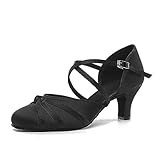 Rosefinch Damen Ballroom Latein Tanzschuhe Salsa Tango Walzer Gesellschaftstanzschuhe für Damen Tanzschuhe Schwarz 5cm Absatz 38 EU