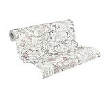 A.S. Création Blumentapete Weiß Grün THE BOS 388251 Vliestapete Tapete Landhaus Dschungeltapete 10, 05 m x 0, 53 Made in Germany, Rosa