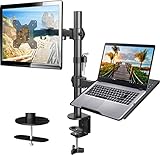 HUANUO Monitor Halterung mit Laptop Arm, Monitor Laptop Halterung für 13-32 Zoll Bildschirmhalterung 1 Monitor & 17 Zoll Notebook, VESA 75/100