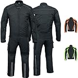 BULLDT Herren Motorradkombi Motorradanzug mit CE-Protektoren - Winddicht leicht 2-teiler kurze Motorradjacke & Cargo Motorradhosen Set - aus 4 Schichten Abnehmbar Thermofutter - insgesamt 9 Taschen