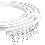 AROMUJOY Flexible Decken-Vorhangschiene, 3 Meter/9.84ft Gardinenschiene Deckenmontage mit Stummen Rollen, Gebogene Deckenschiene, Deckenvorhangschiene für Fenster Vorhänge Duschvorhang Krankenhaus