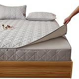 Matratzenschoner mit Reißverschluss 90x200,140x200,160x200,120x200,Matratzenüberzug Fünfseitiges Quilten Weiche Abwaschbar Matratzenauflage Spannbettlaken Matratzentopper Höhe 5-40cm(180X200+14cm,C)