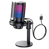 Gaming Mikrofon PC RGB, COCONISE, für Streaming Podcast Studio, USB Microphone für PS4 PS5 Mac, Ein-Klick-Stummschaltung, Mit 3,5-mm-Kopfhöreranschluss,Drehregler zum Einstellen der Lautstärke