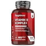 Vitamin B Komplex - 1 Jahr Vorrat - 365 Vitamin B mit Vitamin C Tabletten - Alle 8 B Vitamin B12, B1, B2, B3, B5, B6, B7, B9 - Mit Ascorbinsäure, Biotin, Folsäure - Vegane B Complex - WeightWorld