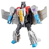 Transformers Cyberworld Cyber Changers Starscream, 10 cm große Action-Figur mit 4 Schritten zur Verwandlung zum Jet-Fahrzeug, Superheld für lustige Weihnachtsaktivitäten für Kinder ab 6 Jahren