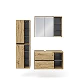 Vicco Badmöbel-Set Viola, Anthrazit/Eiche, 3 Teile