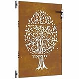 vidaXL Gartentor, Gartentür mit Bambus-Design, Abschließbar Hoftor Eingangstor für Garten Terrasse, Tor Zauntor Gartenpforte, 85x150 cm Cortenstahl