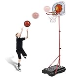 Abree Kinder Einstellbar Basketballkorb von 80 bis 170 cm mit Ständer Basketballständer für 3-12 Jahre