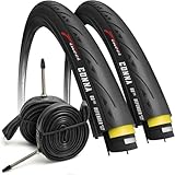 Fincci Fahrradreifen 28 Zoll - Set Paar 23-622 700x23c Reifen mit Fahrradschlauche 28 zoll und 1mm Pannenschutz 60 TPI, für Rennrad, Stadtfahren, Tourenrad Race, e Bike, 2er Pack Fahrradzubehör