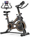 Heimtrainer Fahrrad, UREVO 10kg Schwungrad Spinning Bike Indoor mit 120 kg Gewichtskapazität, einstellbarem Widerstand und LCD-Monitor für Heimtraining