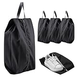 Jomdjmskes 4 Pcs Schuhbeutel Reise, Schuhbeutel mit Reißverschluss Schuhtasche, Multifunktionale Aufbewahrungstasche Stiefeltasche Schuhsack, Schuhtaschen Water-Repellent Schuhtasche Shoe Bag, Schwarz