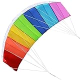 Lenkdrachen Regenbogen-Drache mit Doppelgriff, Dual Line, große Lenkdrachen, bunte Outdoor-Surfdrachen, 140 x 60 cm