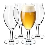 KADAX Biergläser Set, Bierseidel aus Glas, Biertulpen, Weizengläser für dunkles und helles Bier, Craft Bier-Gläser, Bierkrug, Pilsner Glas, Bierglas, Bier Pokal (410 ml, 4 Stück Transparent)