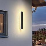 brightower Lange Villa Wandleuchte Schwarz, Außenwandleuchte Wasserdicht Ip65, Aluminium Acryl Außenlampe für Gärten, Terrassen, Schlafzimmer Wohnzimmer Innen, 30cm/12w, Warm light