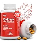Kurkuma mit PROBIOTIKA & PREBIOTIKA | 10.300 mg Ultra-Konzentriert (über 95%) | Entzündungshemmend für Muskel-, Knochen-, Gelenk- & Verdauungswesen | 125 Tage Vorrat | Nur 1 Kapsel/Tag