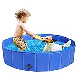 GoPetee Hundepool für Hunde Swimmingpool Planschbecken Hundebadewanne Haustierpool mit Ablassventil Katzenpool Faltbare Haustiere Badewanne (80 * 80 * 20CM)