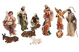 Unbekannt Creation Gross Krippenfiguren Set 11teilig, Höhe bis 10cm aus Polyresin, Heilige Familie, 3 Könige, Engel und Hirte Weihnachtskrippe Figuren Weihnachtszubehör Weihnachtsdeko
