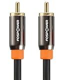 FosPower - Digitales Cinch-Kabel Premium | Vergoldet 24k | Abgeschirmtes Mono-Koaxial-Audiokabel | S/PDIF RCA 1 Stecker auf 1 Stecker | Kabel für Heimkino, HDTV, Subwoofer, Hi-Fi, Heimkino | 0.9m