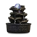 Zen Light Zen'Light - Zimmerbrunnen LittleRock - Naturwasserfall mit Steineffektund farbigem LED-Licht - ZenTischdekoration Ideal für Meditationund Entspannung - Feng-Shui-Objekt Glück - H 23cm