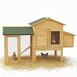 Mucola Hühnerstall mit Auslauf für 4-6 Hühner 168x75x103cm Hühnerhaus | inkl. Nistkasten mit Deckelhalterung | Kleintierstall aus Holz Hühnervoliere