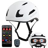 SoulBay Fahrradhelm, Fahrradhelm mit Licht Blinker für Damen und Herren, Bluetooth Steuerung LED Lichtleiste, Benutzerdefinierte Textmuster Animation, Programmierbares LED Namensschild zum Radfahren