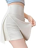 XFSRG Tennisrock Damen Tennisrock Hohe Taille Seitlich Geteiltes Design Hosenrock Eingebaute Shorts für Sport Golf Tennisball oder Wandertraining(M)