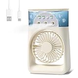 Journeyside Mini Klimaanlage Mobil, 4-in-1 Mobiles Klimagerät, 3 Windgeschwindigkeiten & 2 Feuchtigkeits Modi,90° Drehen,Timer,7 Farben Licht Mini Luftkühler für Zimmer–für Schlafzimmer/Büro/