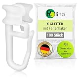 Rollina X-Gleiter | Gardinenhaken für Schienen mit 6mm Innenlauf-Breite | Vorhanghaken | Gardinengleiter 10mm | Made in Germany