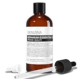 Ätherisches Öl Geranienöl 100ML, MUNUSNA Ätherische Öle Geranie für Diffuser Rein Naturrein, Geraniumöl für Hautpflege, Raumdüfte, Duftöl für DIY Seife, Kerzen, Massage, Geranium Oil