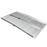 Grafner klappbare Rollstuhlrampe aus Aluminium, 183 x 79 cm, max. Belastung: 270kg, rutschfest mit Kante und Griff, leicht mobil, Auffahrrampe Rollstuhl Rampe Rolli Flachrampe Rollator Treppen Stufen