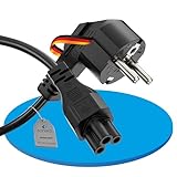 sonero Stromkabel 3 Polig, 1,0m, Schutzkontakt Stecker Netzstecker auf C5 Buchse,Netzkabel Netzteil Strom Kabel für Monitor PC Laptop, Schwarz