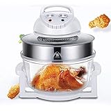 Halogenofen Heissluftofen Halogenoven Heißluftgrill Konvektionsofen Heißluftofen Halogen Oven Umluftofen 1300 Watt 17 Liter Mini-Ofen Halogenofen (weiß-17L)