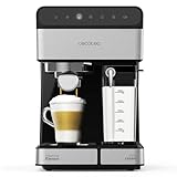 Cecotec Halbautomatische Espressomaschine Power Instant-ccino 20 Touch Serie Nera. 1350 W, 20 Bar Druck, 500 ml Milchtank, Touch-Steuerung, 1,4 Liter Wassertank, Edelstahl-Finish