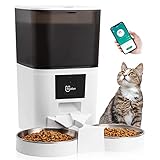 Smart Futterautomat Katze & Hund： 6 L Futterautomat Katze, WiFi Automatischer Futterspender für 2 Katze, Katzenfutter Automat mit Edelstahlnäpfen, App-Steuerung, zu 6 Mahlzeiten am Tag