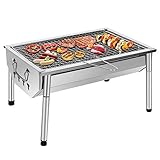 SunJas Picknickgrill Edelstahl Holzkohlegrill Kleiner Grill...