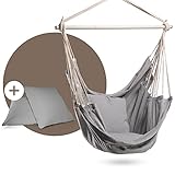 NearDistance® Hängesessel Basic, Hängestuhl Indoor Outdoor für Erwachsene & Kinder, mit Kissen (Light-Grey)